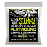 Ernie Ball Regular Slinky Flatwound Short Scale Electric Bass Strings 45-105 Gauge