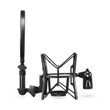 Professional shock mount with integrated pop shield for RODE Studio series microphones.