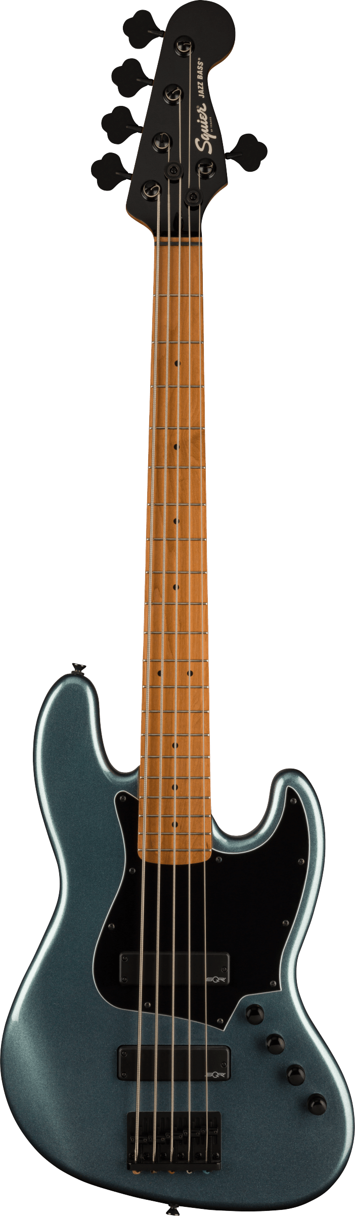 Contemporary Active Jazz Bass HH V Roasted Maple Fingerboard Black Pickguard Gunmetal Metallic