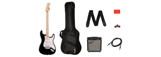 Squier Sonic Stratocaster Pack Maple Fingerboard Black Gig Bag 10G - 240V AU