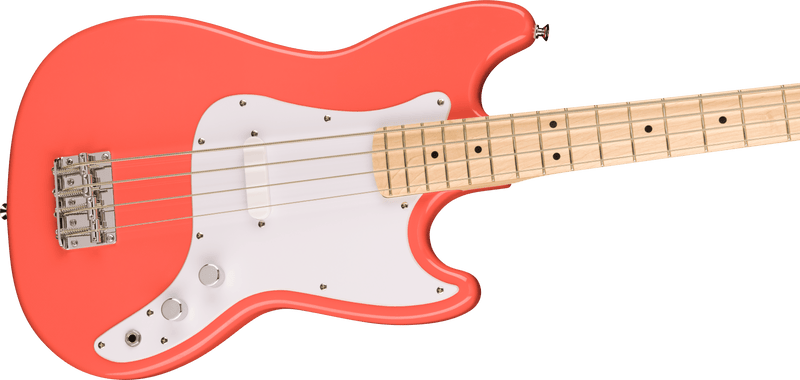 Squier Sonic Bronco Bass Maple Fingerboard White Pickguard Tahitian Coral