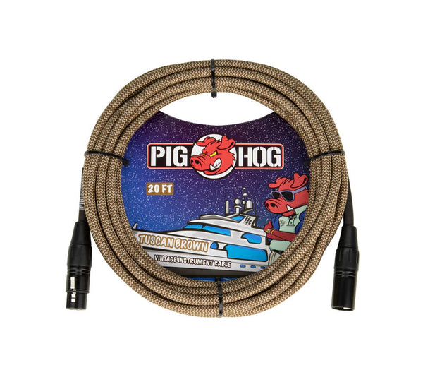 Pig Hog Tuscan Brown Woven Mic Cable 20ft XLR