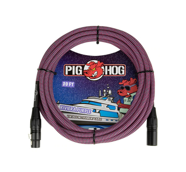 Pig Hog Riviera Purple Woven Mic Cable 20ft XLR