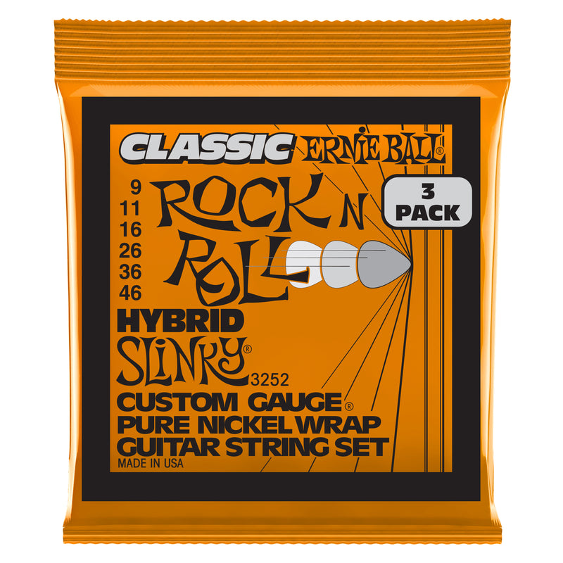 Hybrid Slinky Classic RnR Pure Nckl Elec Gtr Strings 3 Pk 9 46