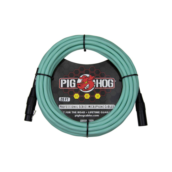 Pig Hog Hex Series Mic Cable 20ft - Seafoam Green