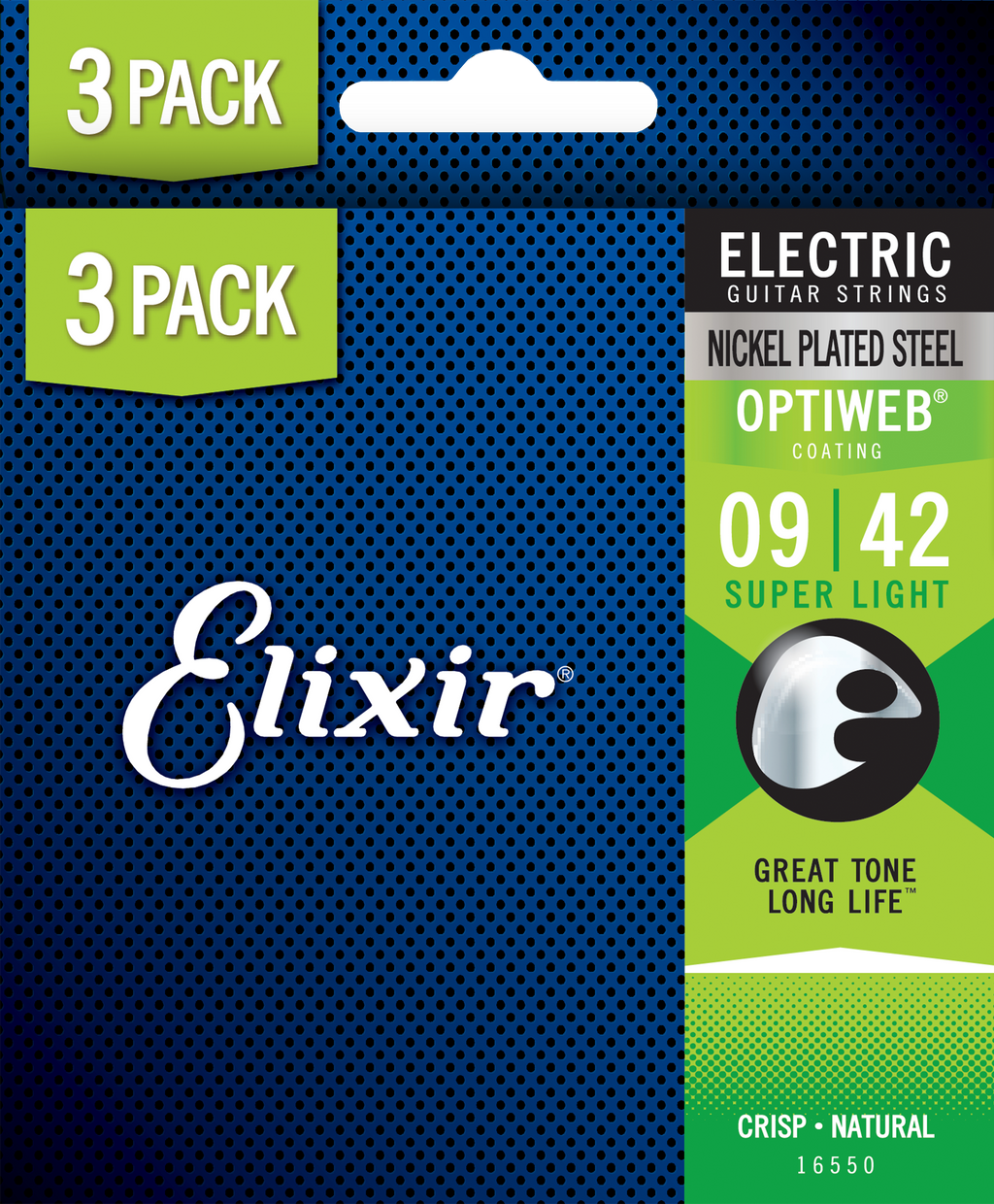 Elixir 16542 Electric Optiweb Super Light 3-Pack 9-42 – Music Workshop ...
