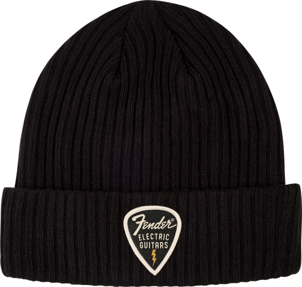 Fender Pick Patch Ribbed Beanie Black