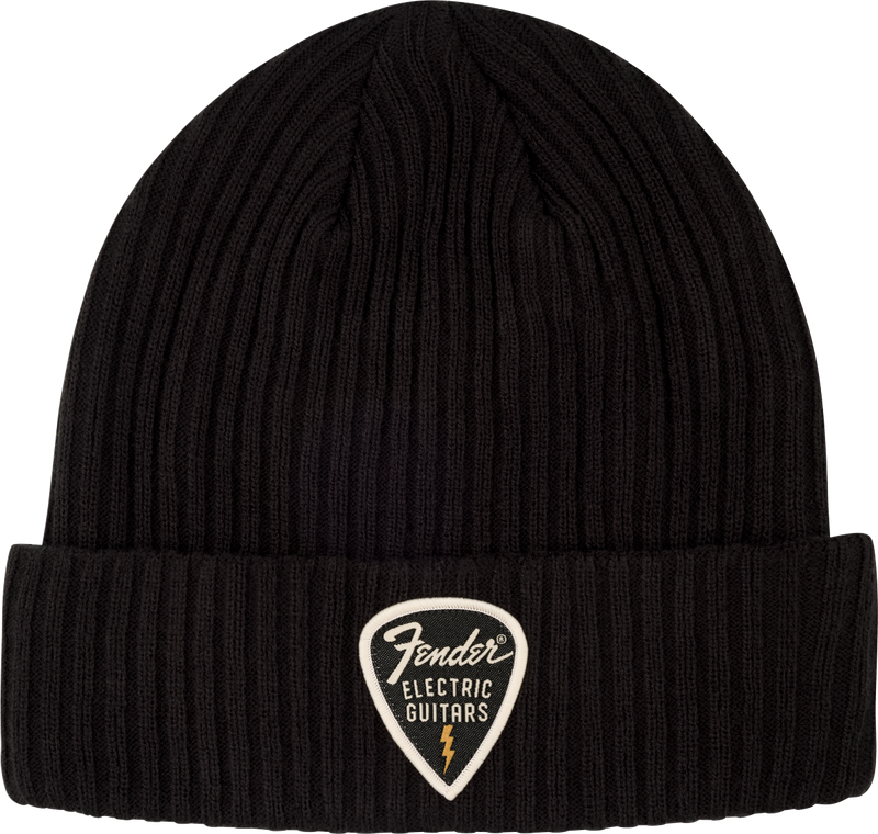 Fender Pick Patch Ribbed Beanie Black