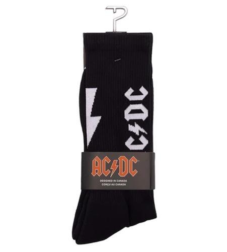 Lightning Strikes Crew Black Large AC/DC Socks