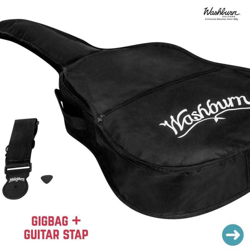 Washburn AD5CESPACK Acoustic Guitar Pack Apprentice Sunburst Dreadnought w/ Cutaway & EQ