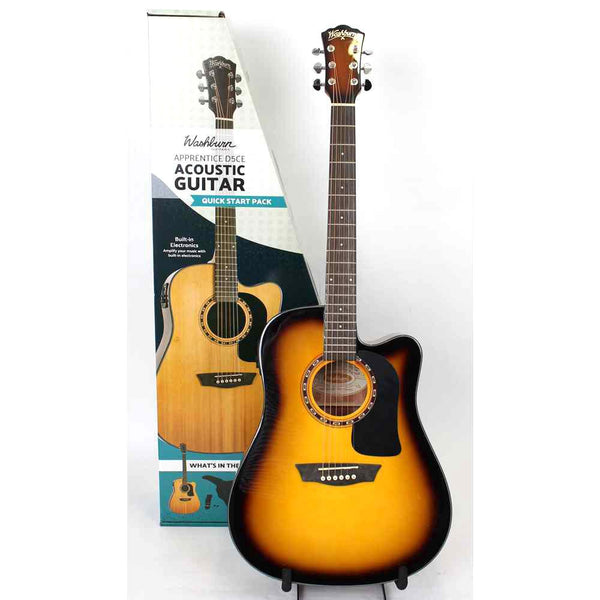 Washburn AD5CESPACK Acoustic Guitar Pack Apprentice Sunburst Dreadnought w/ Cutaway & EQ