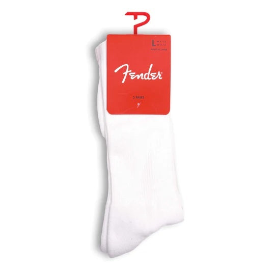 Fender Classic Crew White Large 3 Pack Socks