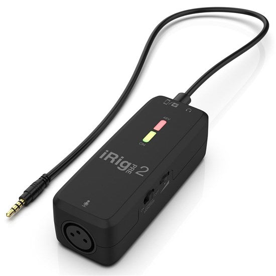 iRig Pre 2. XLR microphone interface and preamp for iOS Android and Digital Cameras. +48V. Adjustable gain control. Headphone output with direct monit