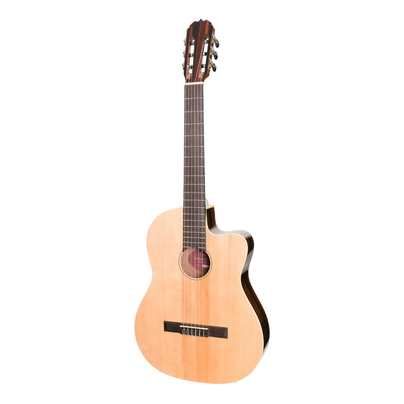THINLINE 4/4 CLASSICAL ACOUSTIC/ELECTRIC CUTAWAY GUITAR SOLID SPRUCE TOP EBONY WOOD BACK AND SIDES WITH MANGOWOOD CENTRE BACK STRIP ACUS 4 PICKUP/TUNE