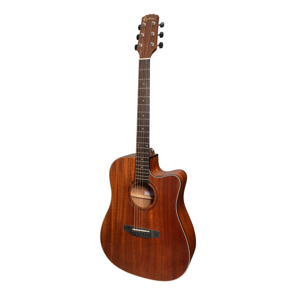 ACOUSTIC DREADNOUGHT CUTAWAY GUITAR SOLID MAHOGANY TOP BACK AND SIDES ROSEWOOD FRETBOARD AND BRIDGE K4T PREAMP/TUNER AND DIECAST MACHINE HEADS WITH BL