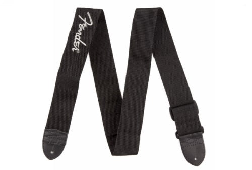 Fender 2 Black Poly Strap w/ Grey Fender Logo