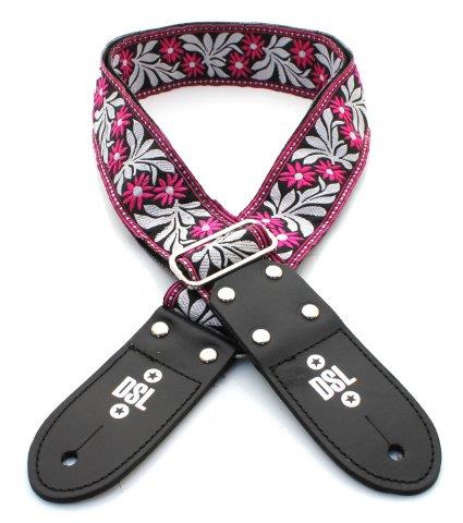 DSL Jacquard Weaving Guitar Strap - 2" (FLOWER-FUSCHIA)