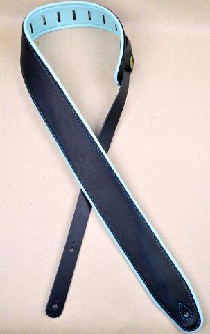 2.5" UPHOLSTRY PADDED STRAP - BLACK /AQUA