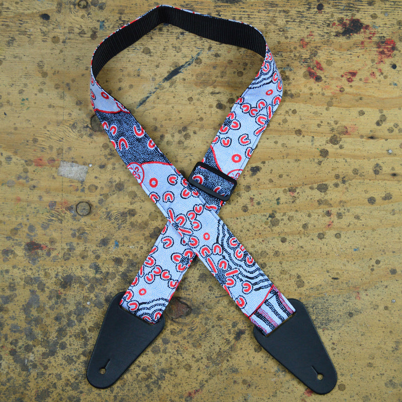 Aboriginal Art Guitar Strap - Blue Dot