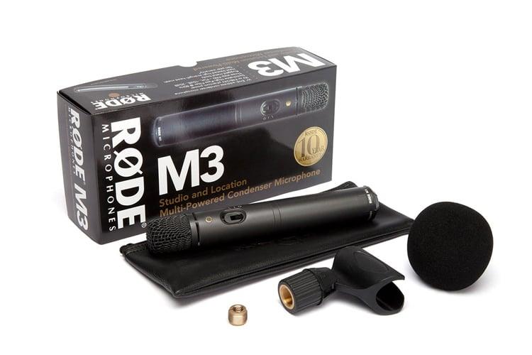 RODE M3 Studio and location multi-powered cardioid condenser microphone with switchable HPF and PAD.