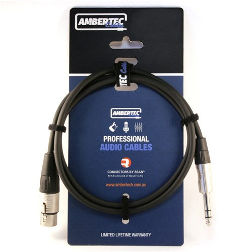 Microphone cable 1m REAN XLR female to 6.35mm TRS plug