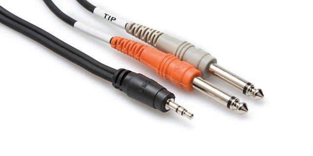 03 FT CABLE STEREO 3.5MM MALE TO 2 X MONO 1/4 IN