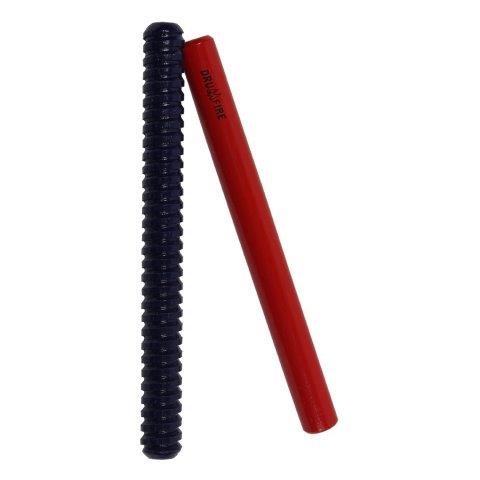 WOODEN CLAVES/GUIRO - CAN BE USED AS CLAVES OR GUIRO - RED AND BLACK