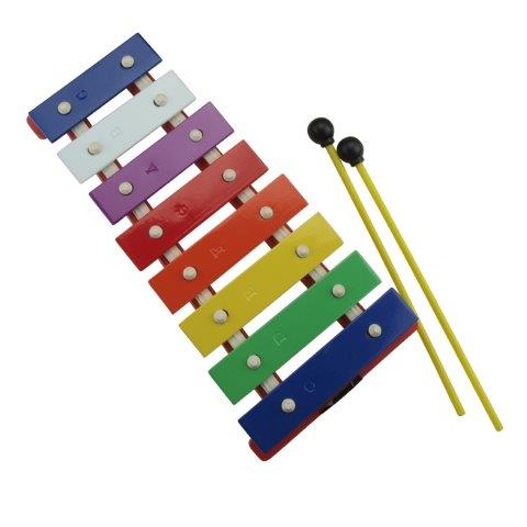 JUNIOR METALLOPHONE - 8 BARS MOUNTED ON ABS FRAME INCLUDES BEATERS - MULTI COLOURED
