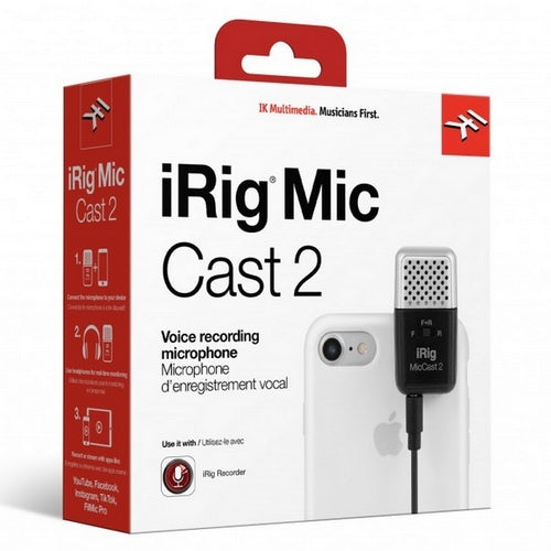 IK iRig Mic Cast 2 - Pocket-size Voice Recording Dual-capsule Analogue Microphone for iOS & Android