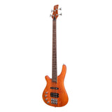 J&D Luthiers 4-String T-Style Contemporary Active Left Handed Electric Bass Guitar (Natural Satin)