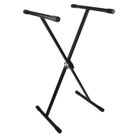KEYBOARD STAND HEAVY DUTY - X STYLE METAL STAND - QUICK RELEASE ALLIGATOR STYLE HEIGHT ADJUSMENT - BLACK