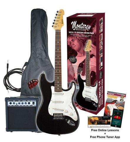 Monterey Electric Guitar Pack Black w/ Amplifier Gigbag & Accessories