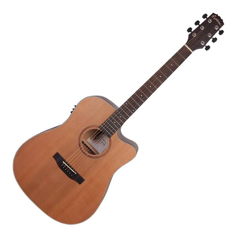 Martinez 'Natural Series' Solid Cedar Top Acoustic-Electric Dreadnought Cutaway Guitar