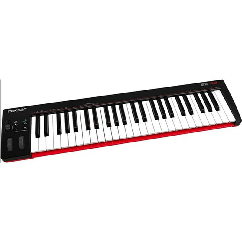 Nektar SE49 is a 49-note velocity sensitive full-size keys MIDI/DAW controller keyboard.
