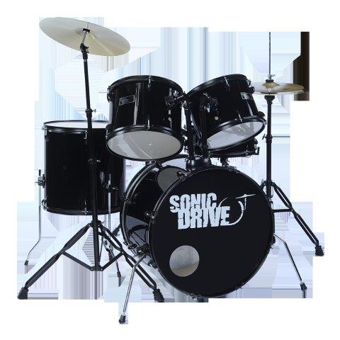DRUM KIT 5 PCE CONSISTS OF: 22 BASS DRUM 12 & 13 TT 16 FT 12 SNARE 14 HIHATS 16 CRASH/RIDE BASS DRUM PEDAL HARDWARE STICKS AND DRUM STOOL - BLACK FINI