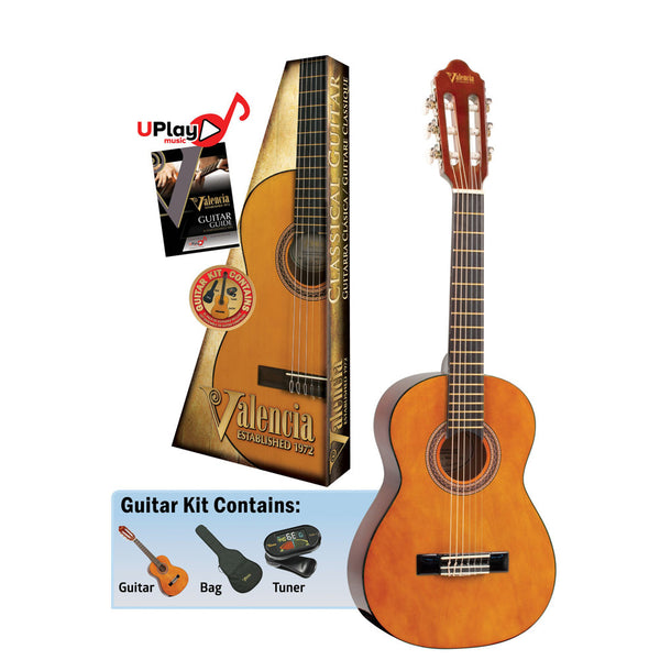 Valencia 100 Series 1/4 Size Classical Nylon Guitar Kit
