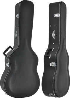 12 STRING SHAPED ACOUSTIC GUITAR HARDCASE - HEAVY DUTY PLYWOOD - BLACK VINYL EXTERIOR COVERING - BLACK PLUSH PADDED INTERIOR - BLACK