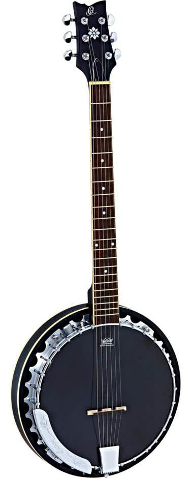Ortega Raven Series OBJE350/6-SBK 6-String Banjo w/Pickup